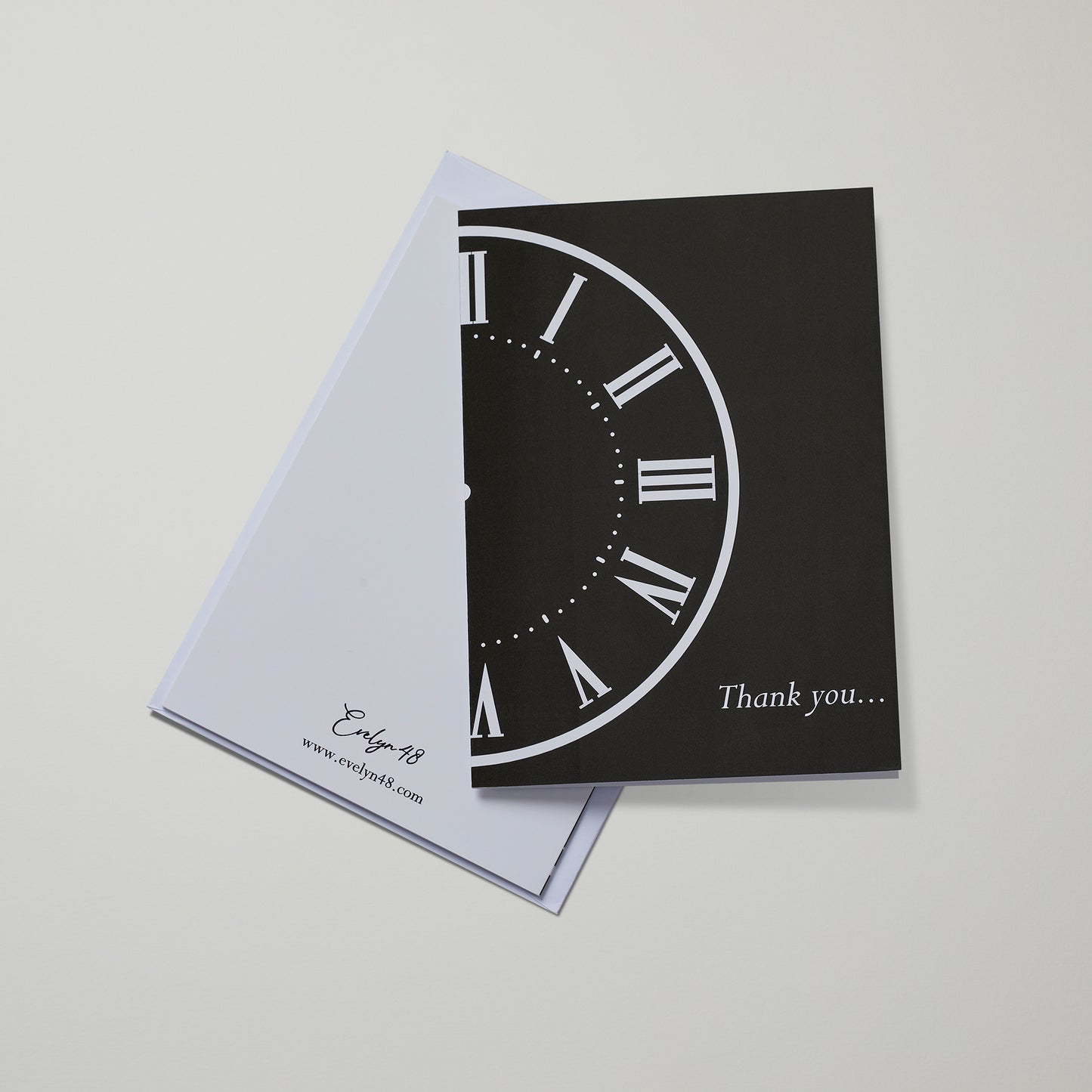 Funeral Thank You Card - Black and White Clock Card