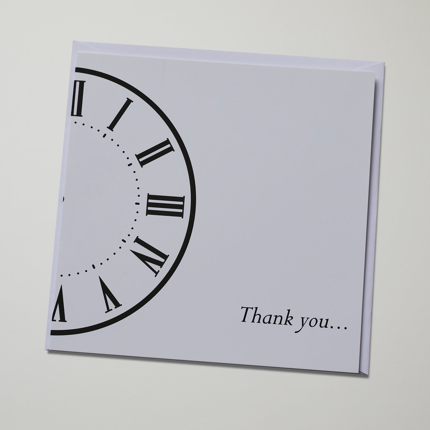 Thank You Card - White with Black Clock Square Card