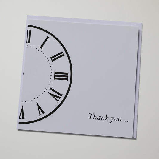 Thank You Card - White with Black Clock Square Card