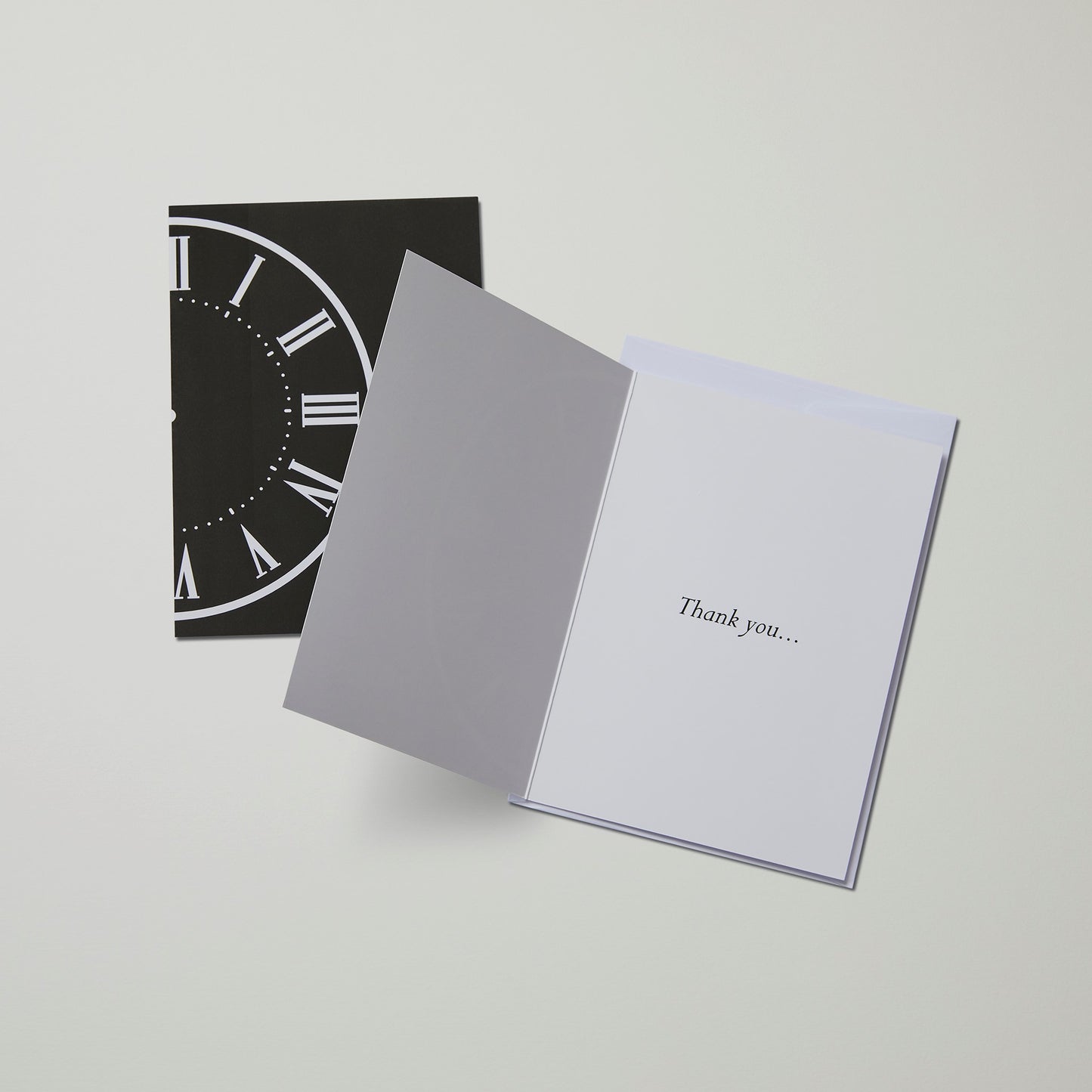 Funeral Thank You Card - Black and White Clock Card