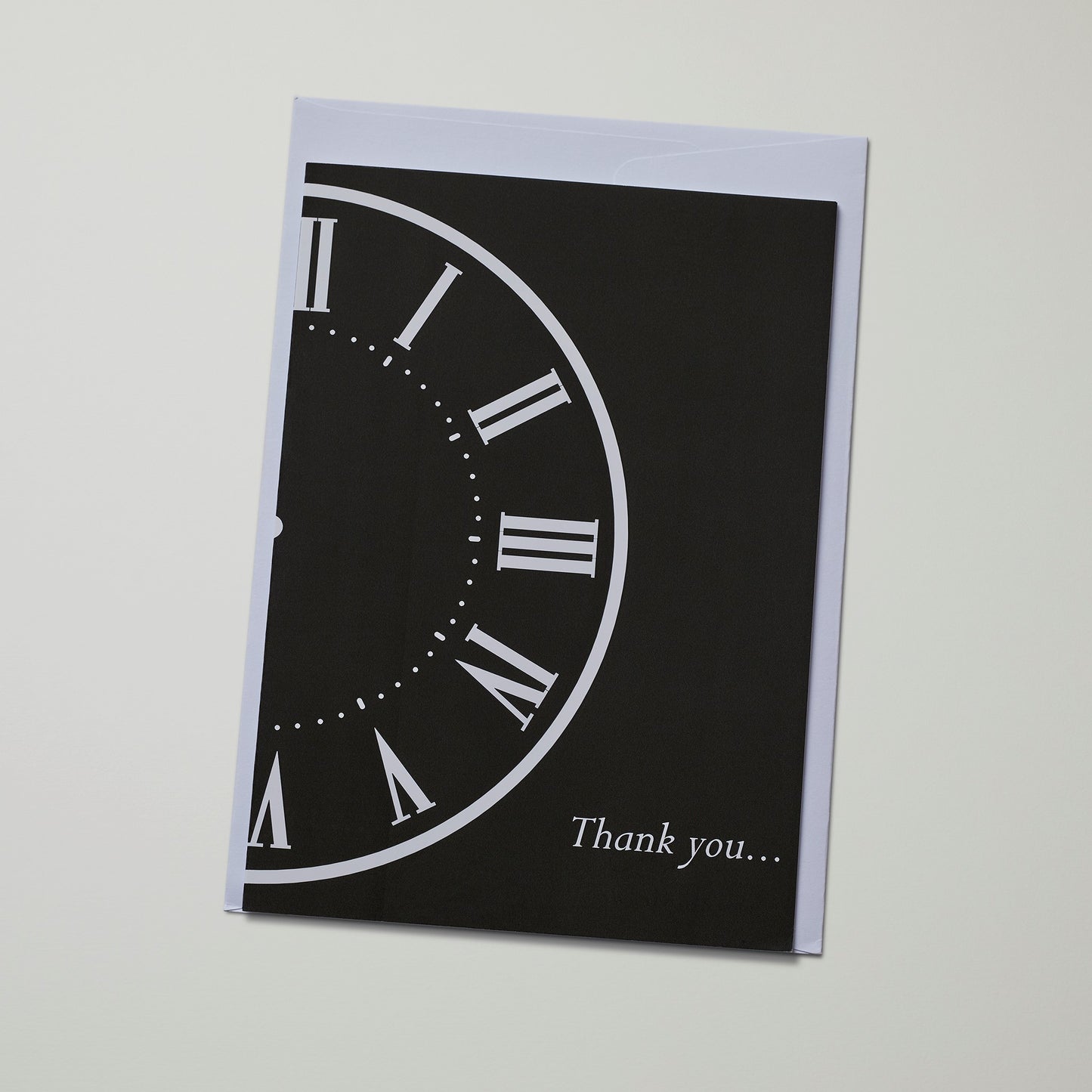 Funeral Thank You Card - Black and White Clock Card