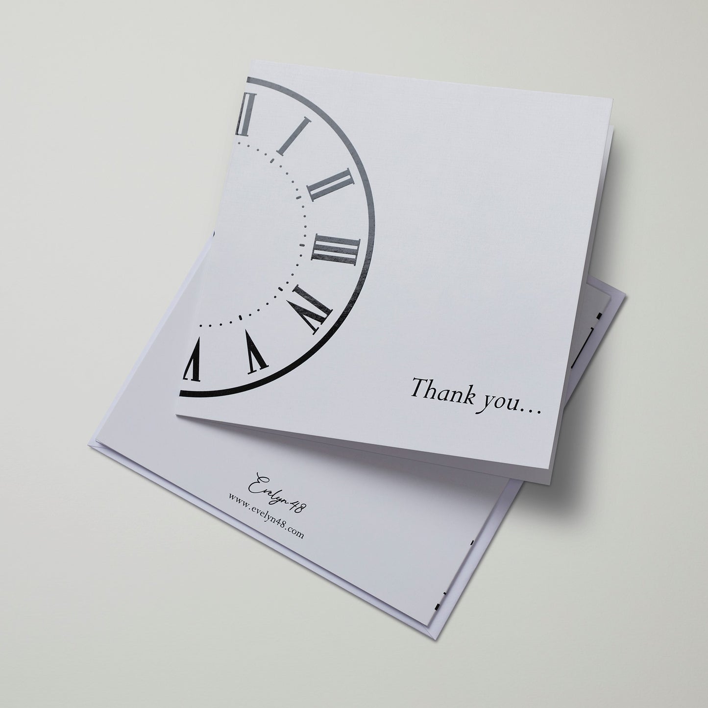 Thank You Card - White with Black Clock Square Card