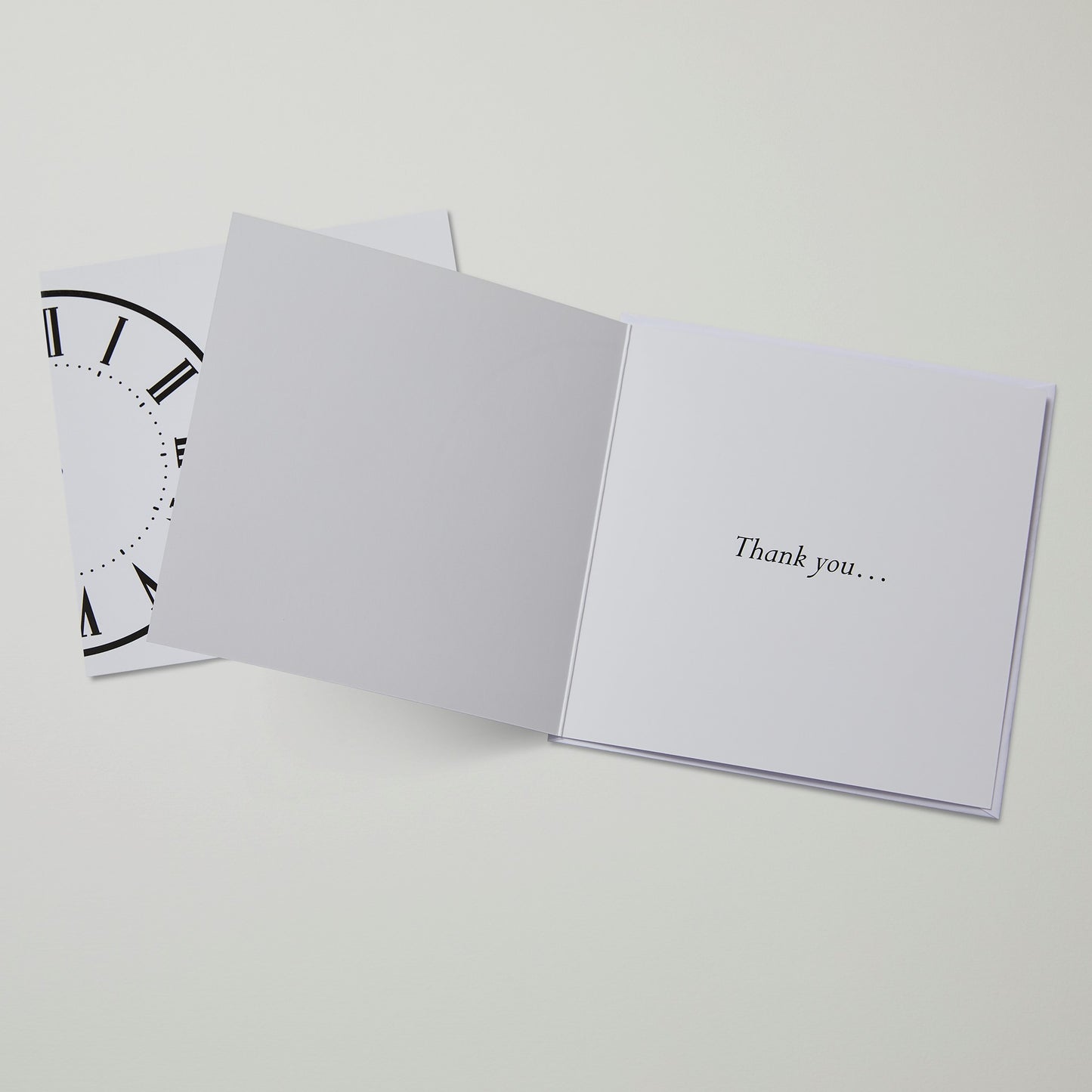 Thank You Card - White with Black Clock Square Card